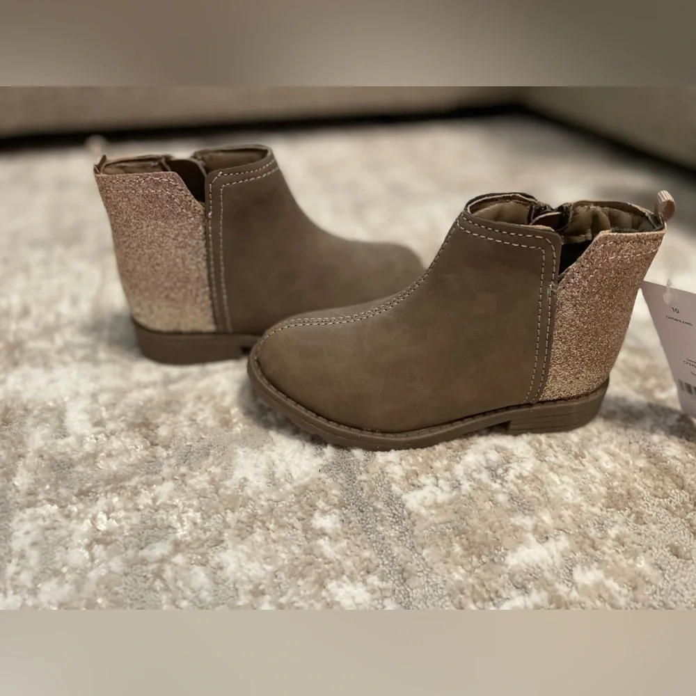 Carter's Tan Glitter Kids Boots size 10C-NWT